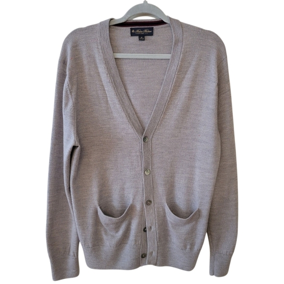 Brooks Brothers Gray Merino Wool Cardigan Sweater Size Medium - Picture 1 of 3